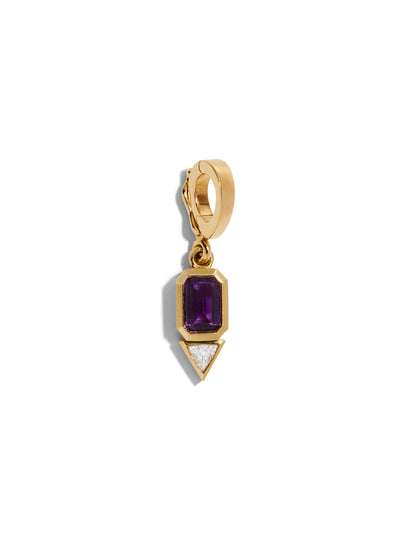 Amethyst & Trillion Diamond Yellow Gold Charm