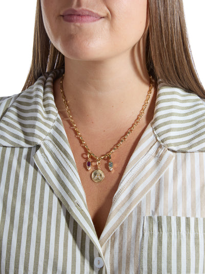 Amethyst & Trillion Diamond Yellow Gold Charm