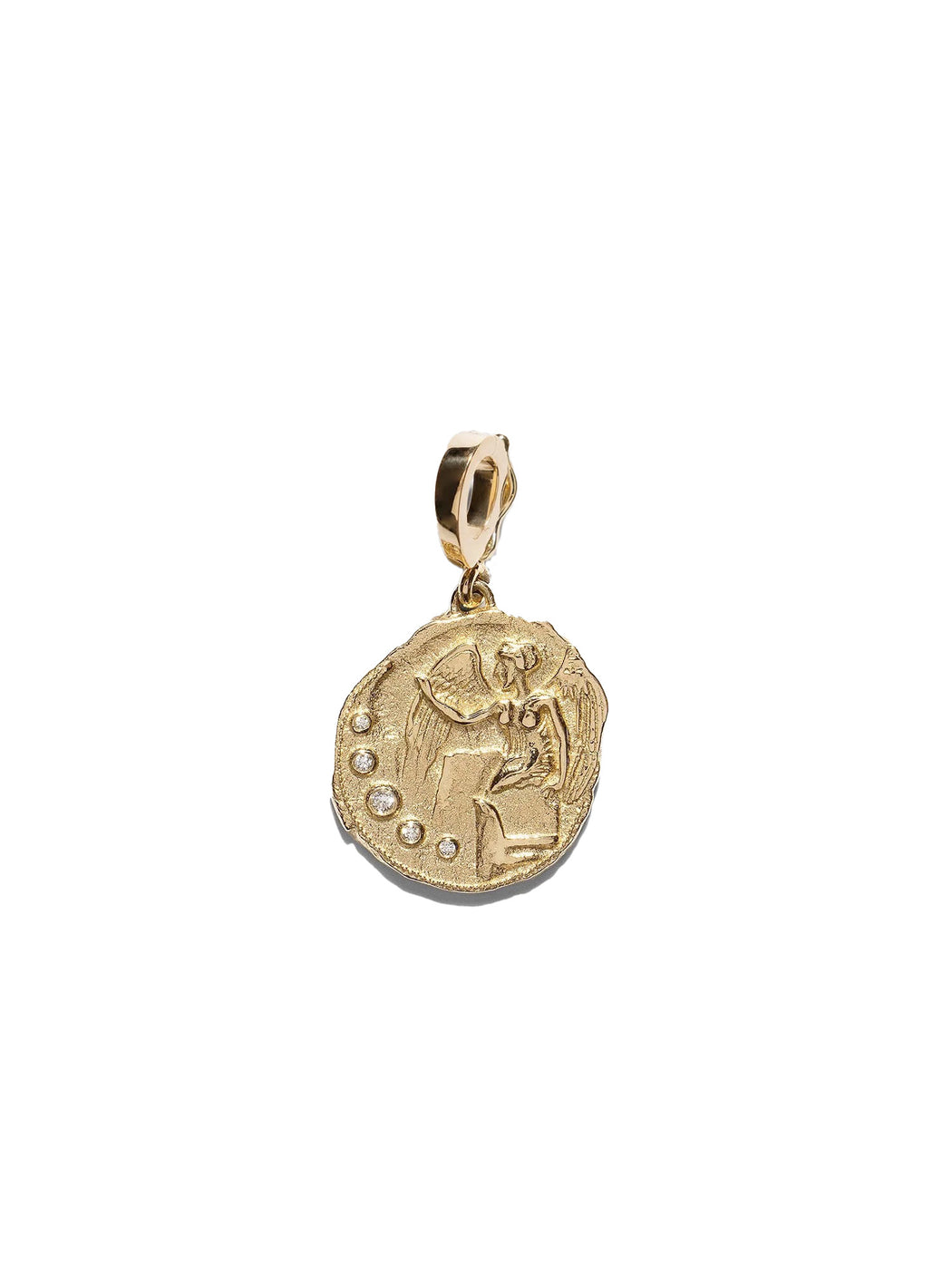 Goddess of Victory Small Coin Yellow Gold Charm