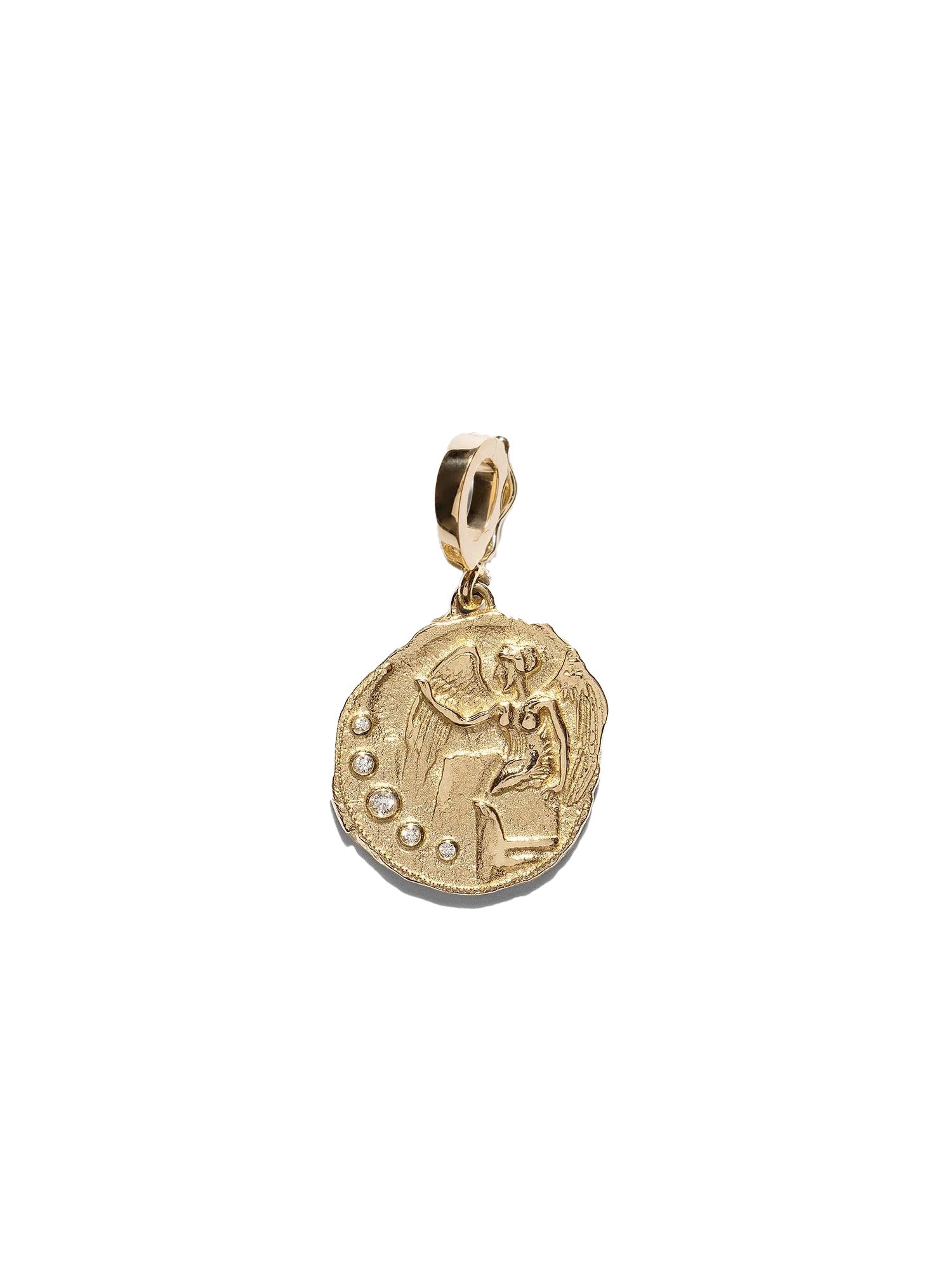Goddess of Victory Small Coin Yellow Gold Charm