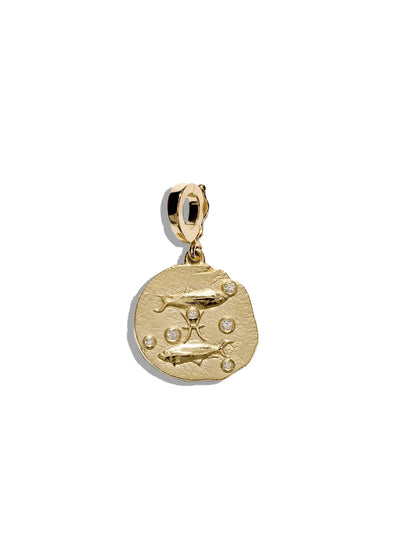 Of The Stars Pisces Small Coin Yellow Gold Charm