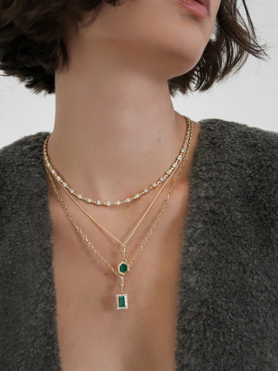 Pirouette Large Diamond Yellow Gold Tennis Necklace