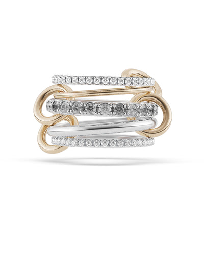 Aquarius SG Gris Sterling Silver, Yellow Gold Diamond Ring