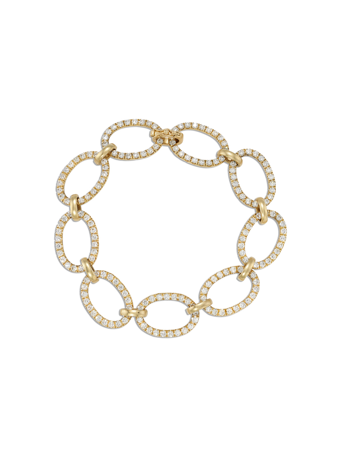Large Diamond Pavé Yellow Gold Link Bracelet
