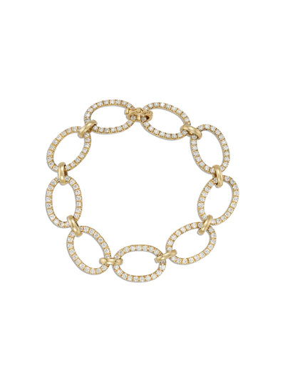 Large Diamond Pavé Yellow Gold Link Bracelet