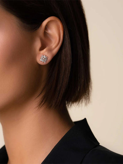 Classic Diamond Snowflake Yellow Gold Studs