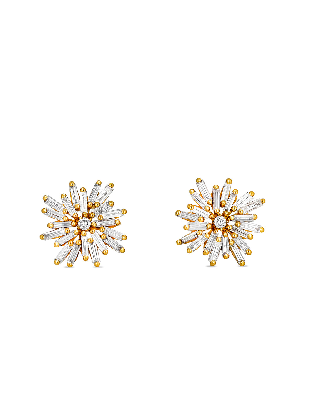Classic Diamond Snowflake Yellow Gold Studs