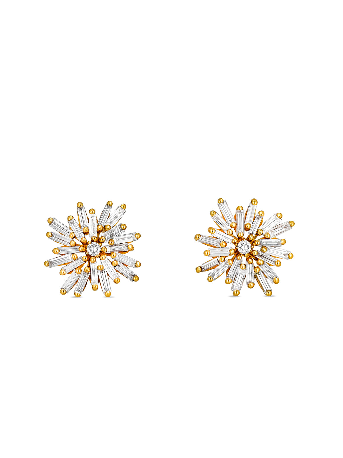 Classic Diamond Snowflake Yellow Gold Studs