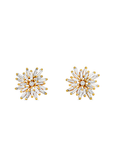 Classic Diamond Snowflake Yellow Gold Studs