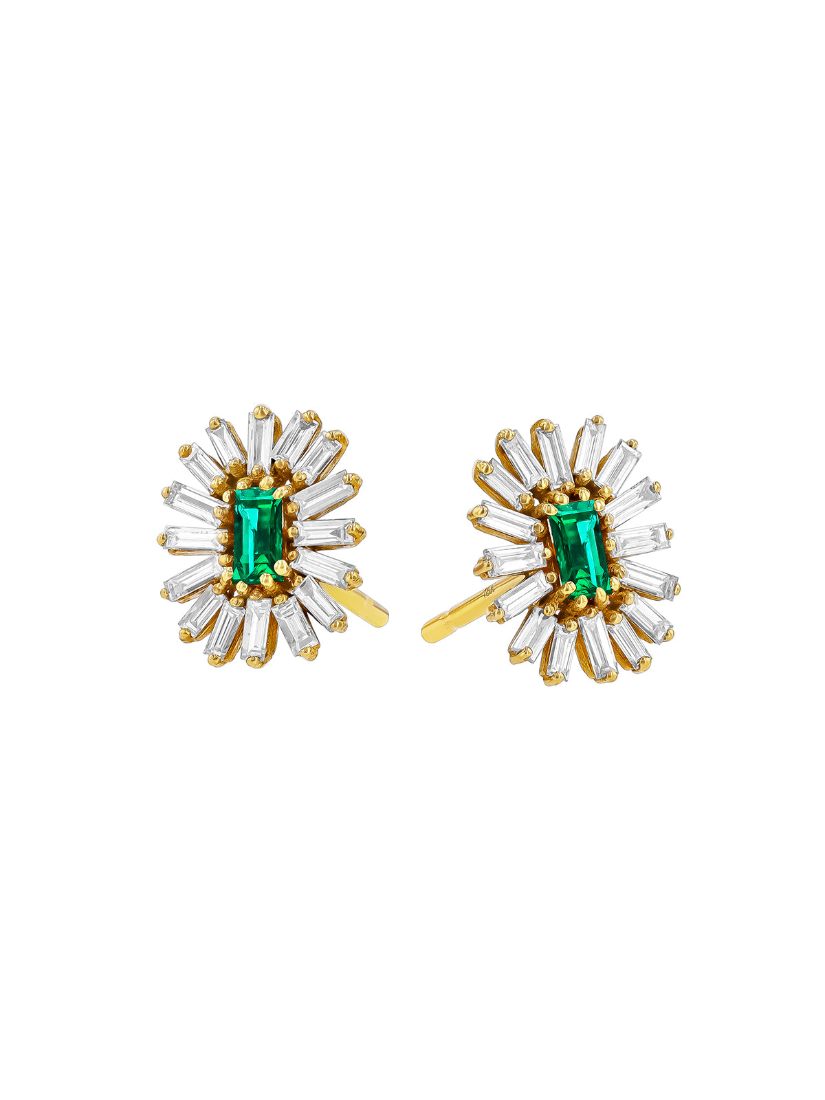 Bold Spark Emerald Yellow Gold Studs