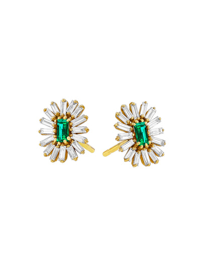 Bold Spark Emerald Yellow Gold Studs