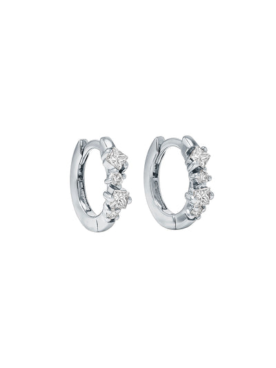 Princess Cut White Gold Huggie Hoops