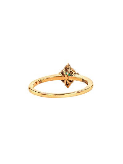 Princess Emerald Mini Square Yellow Gold Ring