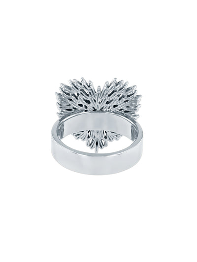 Diamond Baguette Medium Heart White Gold Ring