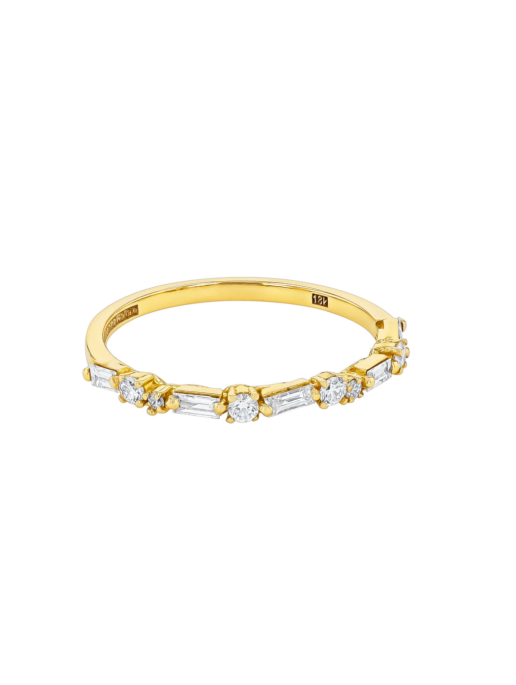 Thin Mix Diamond Yellow Gold Ring
