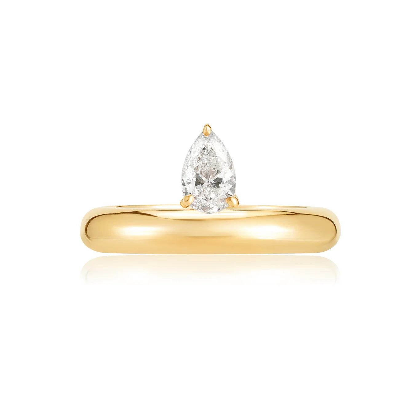 Floating Pear Diamond Yellow Gold Ring
