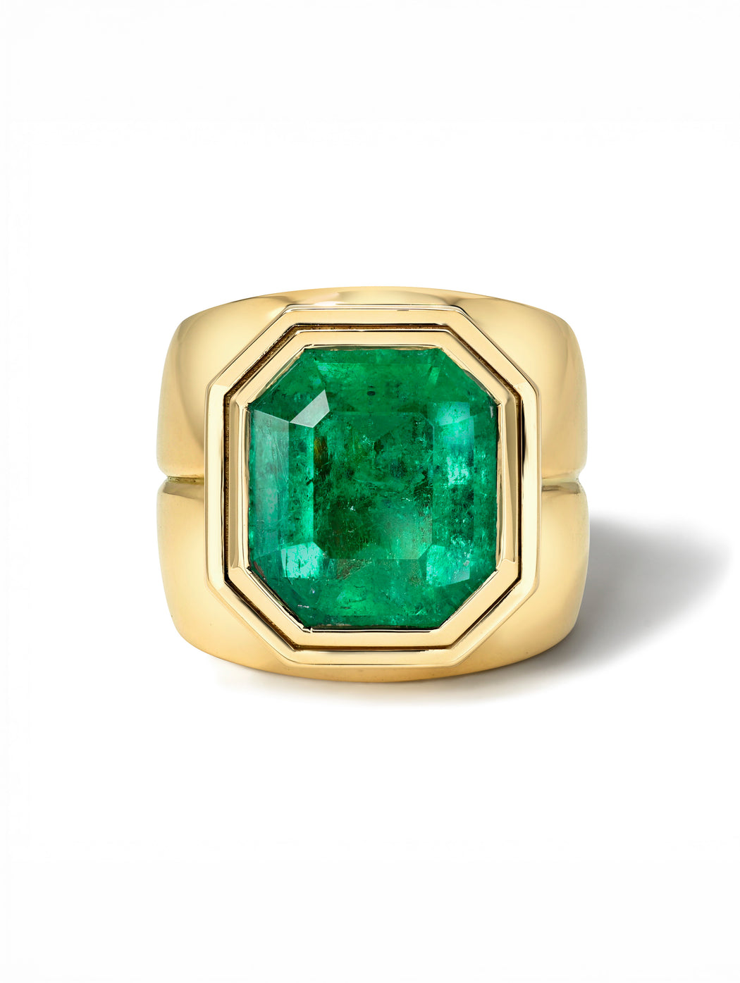 Emerald Cut Yellow Gold Bounce Cigar Band