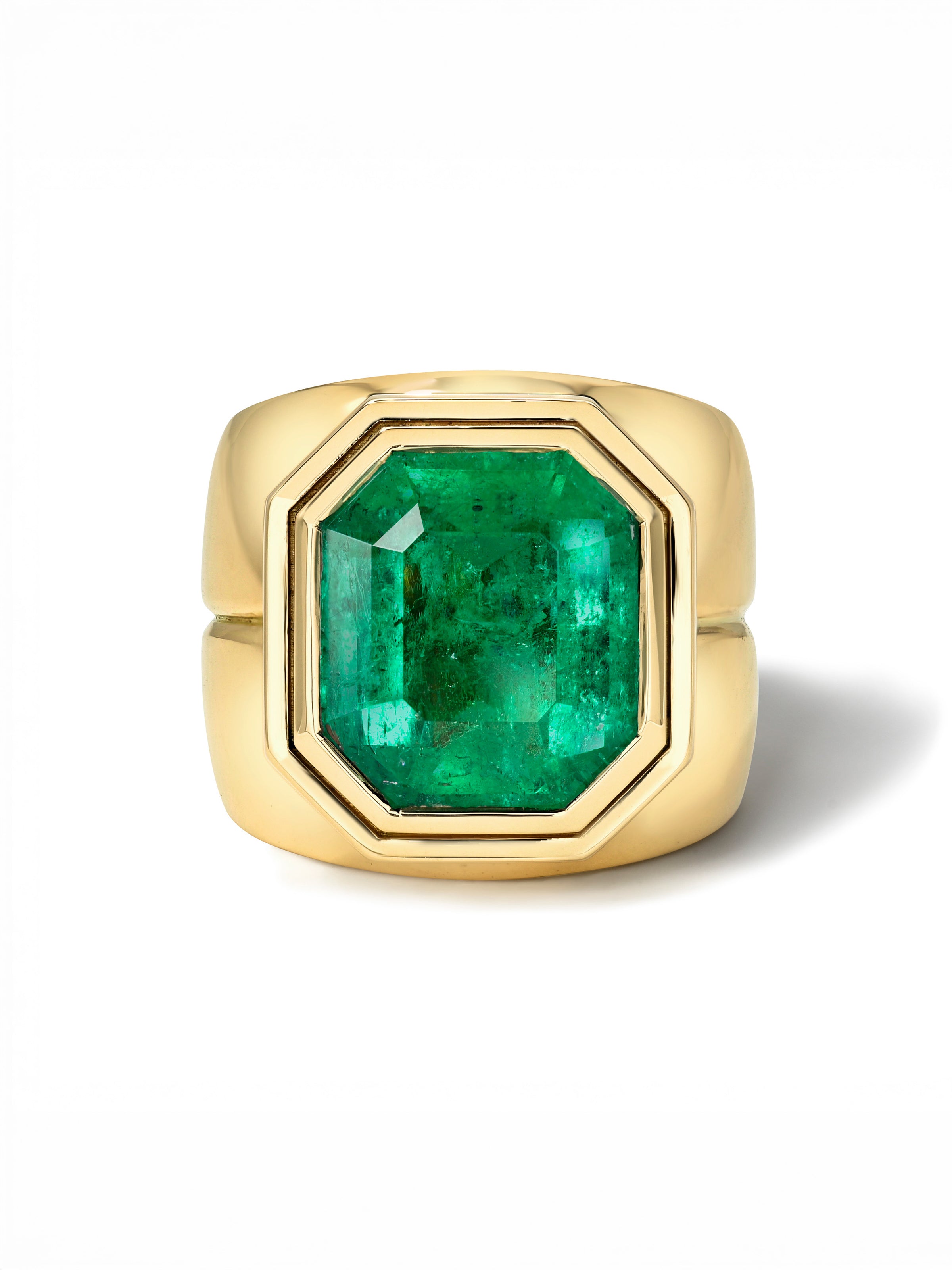 Emerald Cut Yellow Gold Bounce Cigar Band