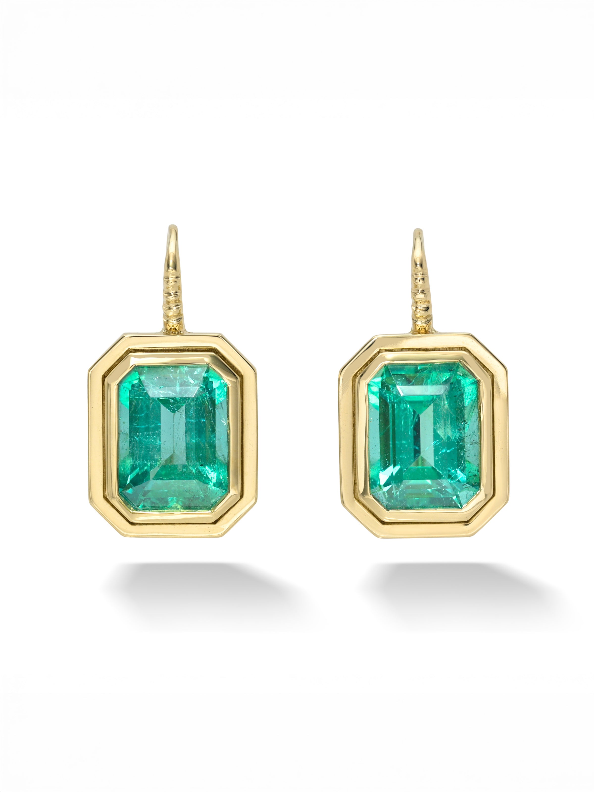 6.33ct Emerald Cut Emerald Bounce Earrings