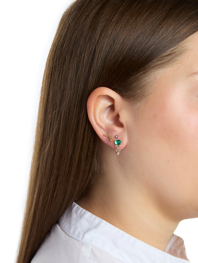 Emerald and Diamond Jellyfish Yellow Gold Earrings