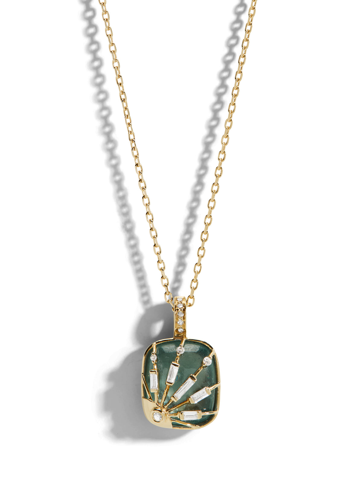 Aquamarine Sun & Diamonds Mini Locket Necklace