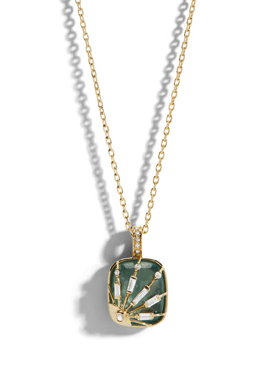 Aquamarine Sun & Diamonds Mini Locket Necklace