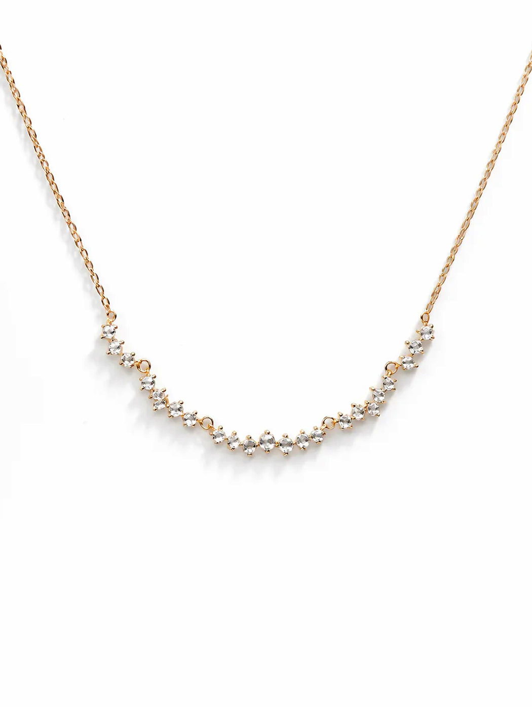 Long Twisted Rose Cut Diamond Yellow Gold Necklace