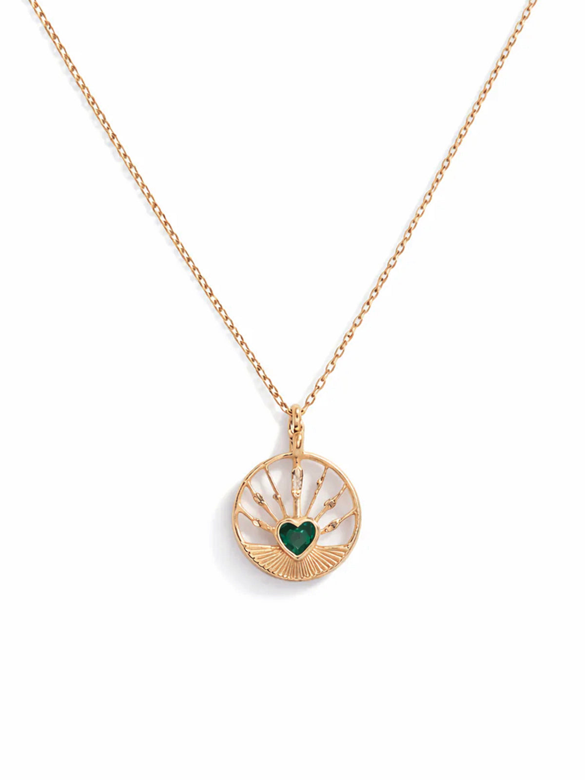 Emerald Heart & Diamond Yellow Gold Necklace