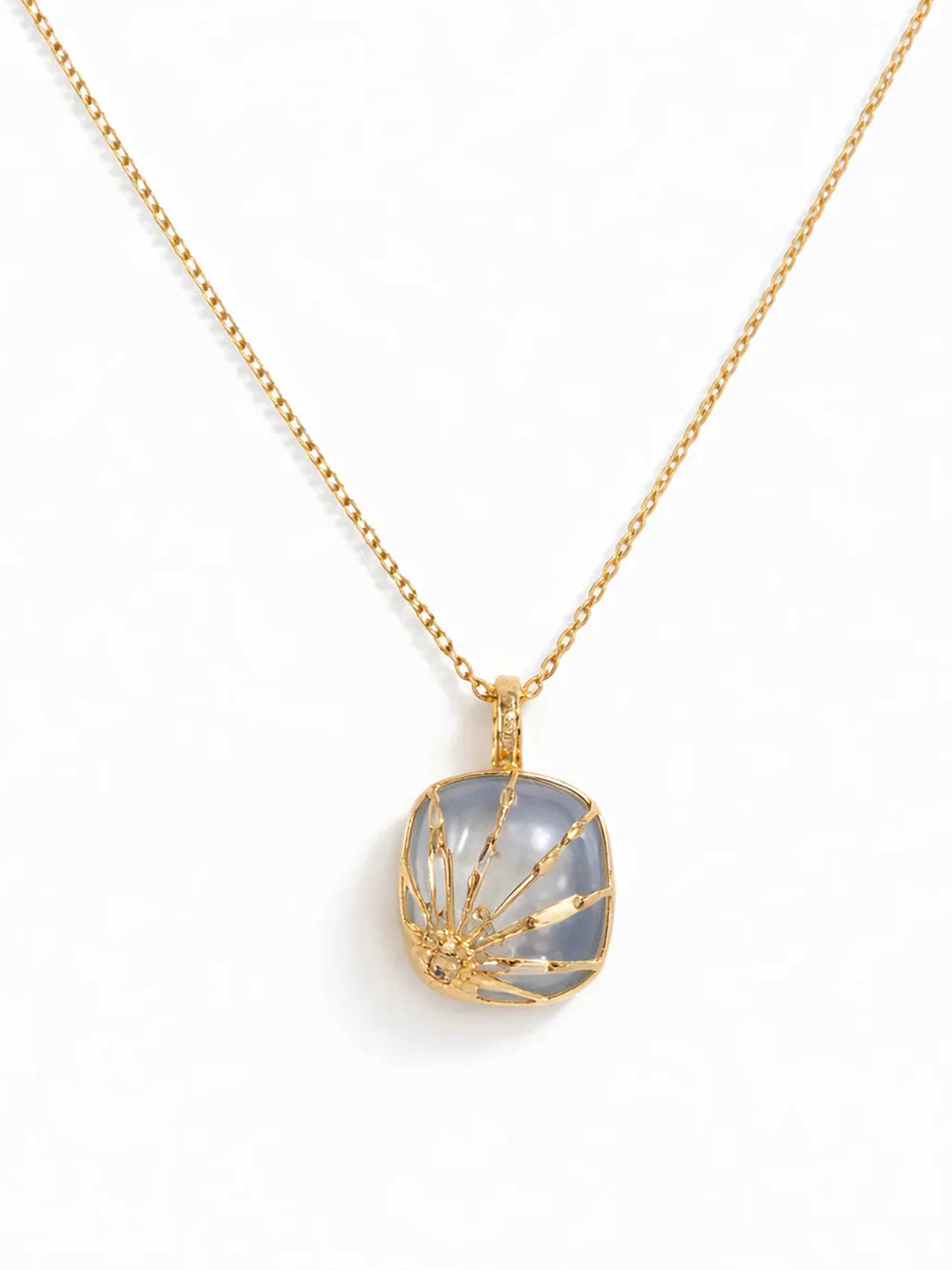 Calcite Sun & Diamonds Mini Locket Necklace