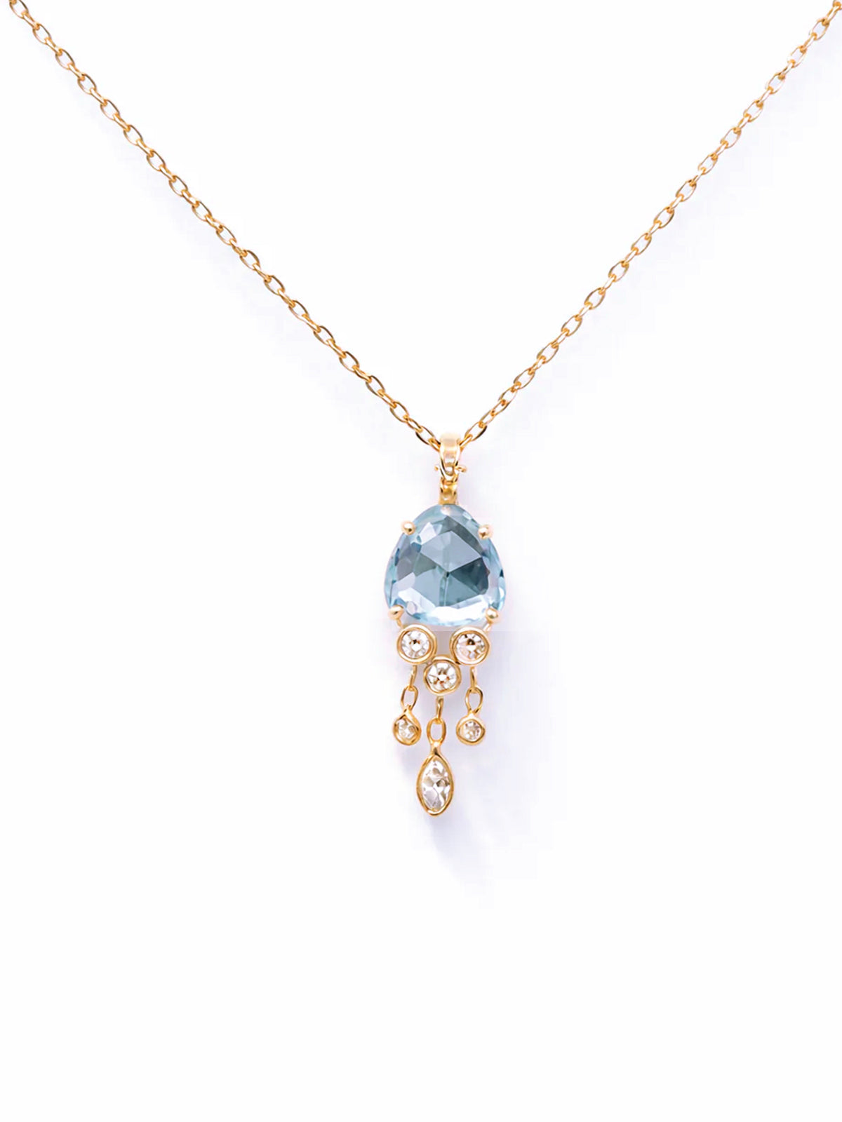 Aquamarine & Diamond Jellyfish Yellow Gold Necklace