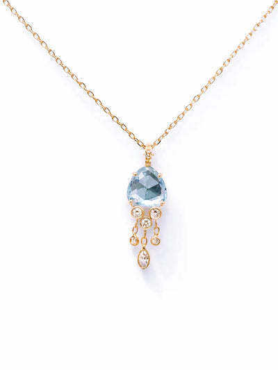 Aquamarine & Diamond Jellyfish Yellow Gold Necklace