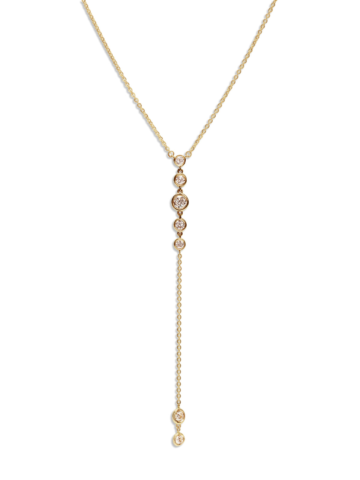 Diamond Bezel Starstruck Yellow Gold Lariat Necklace