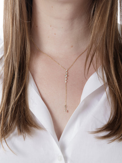 Diamond Bezel Starstruck Yellow Gold Lariat Necklace