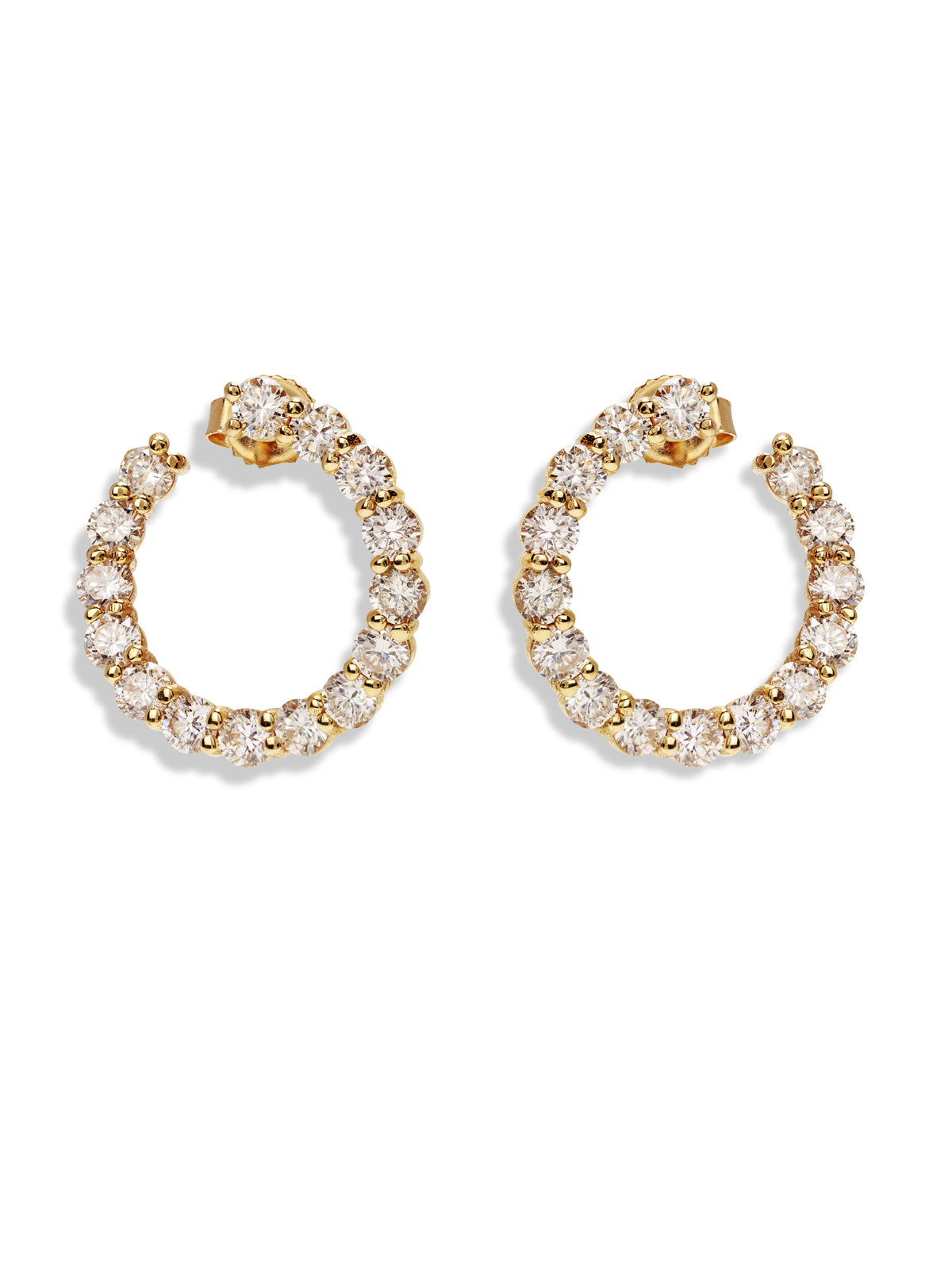 Sparkler Swirl Yellow Gold Hoop Earrings