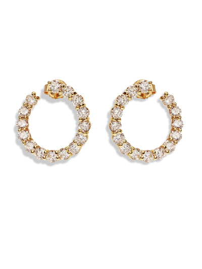 Sparkler Swirl Yellow Gold Hoop Earrings