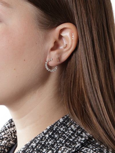 Sparkler Swirl Yellow Gold Hoop Earrings