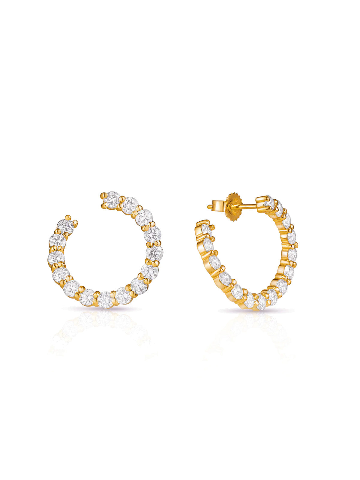 Sparkler Swirl Yellow Gold Hoop Earrings