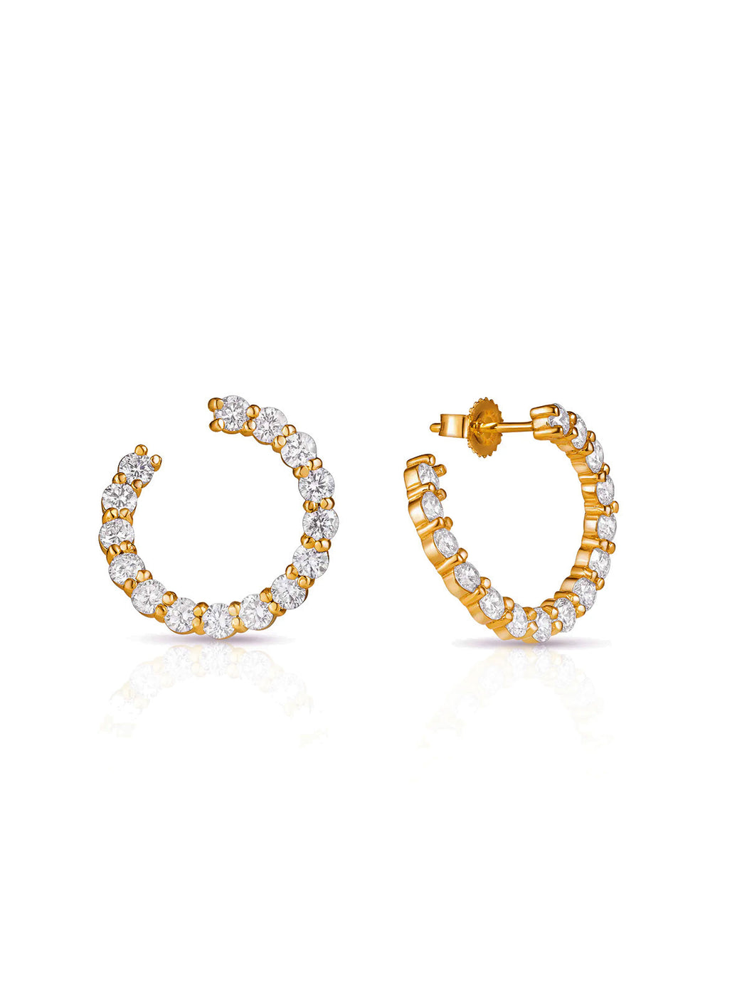 Sparkler Swirl Yellow Gold Hoop Earrings