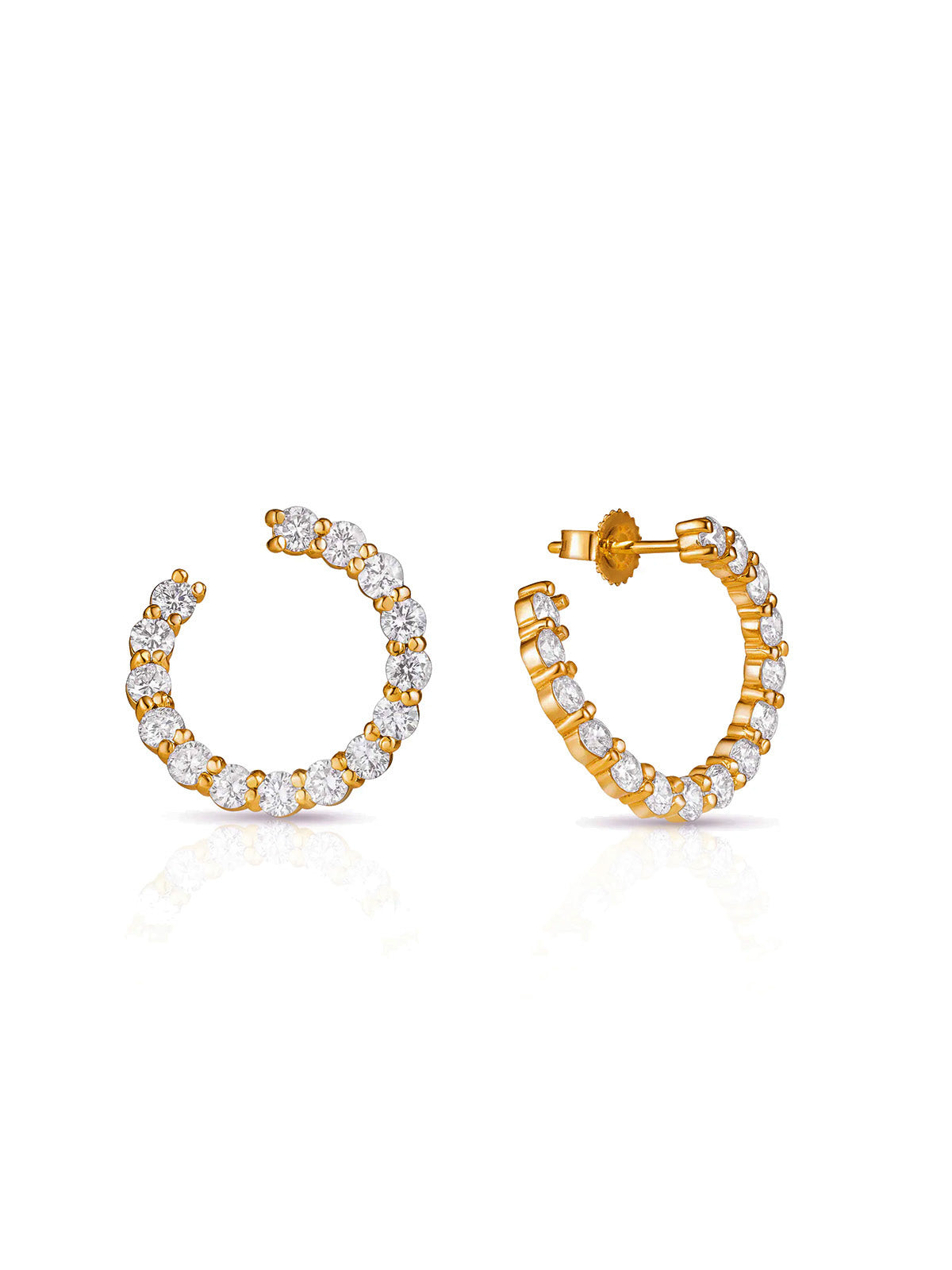 Sparkler Swirl Yellow Gold Hoop Earrings