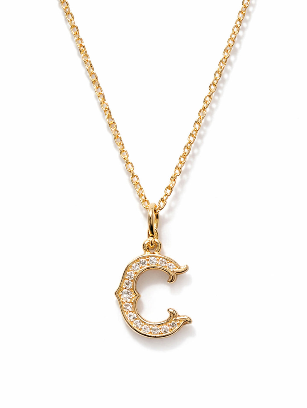 Western Initial Yellow Gold Pendant Necklace