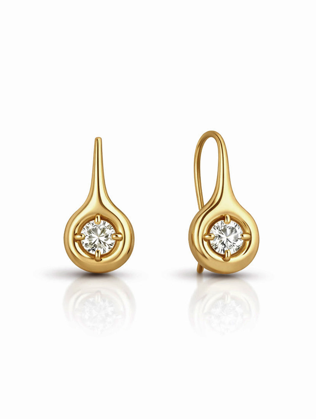 Diamond Orb Drop Yellow Gold Earrings