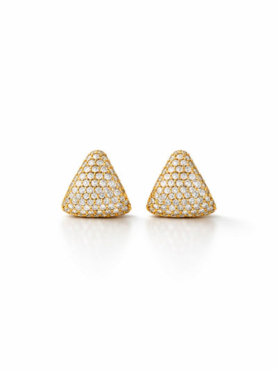 Diamond Ear Cup Yellow Gold Earrings