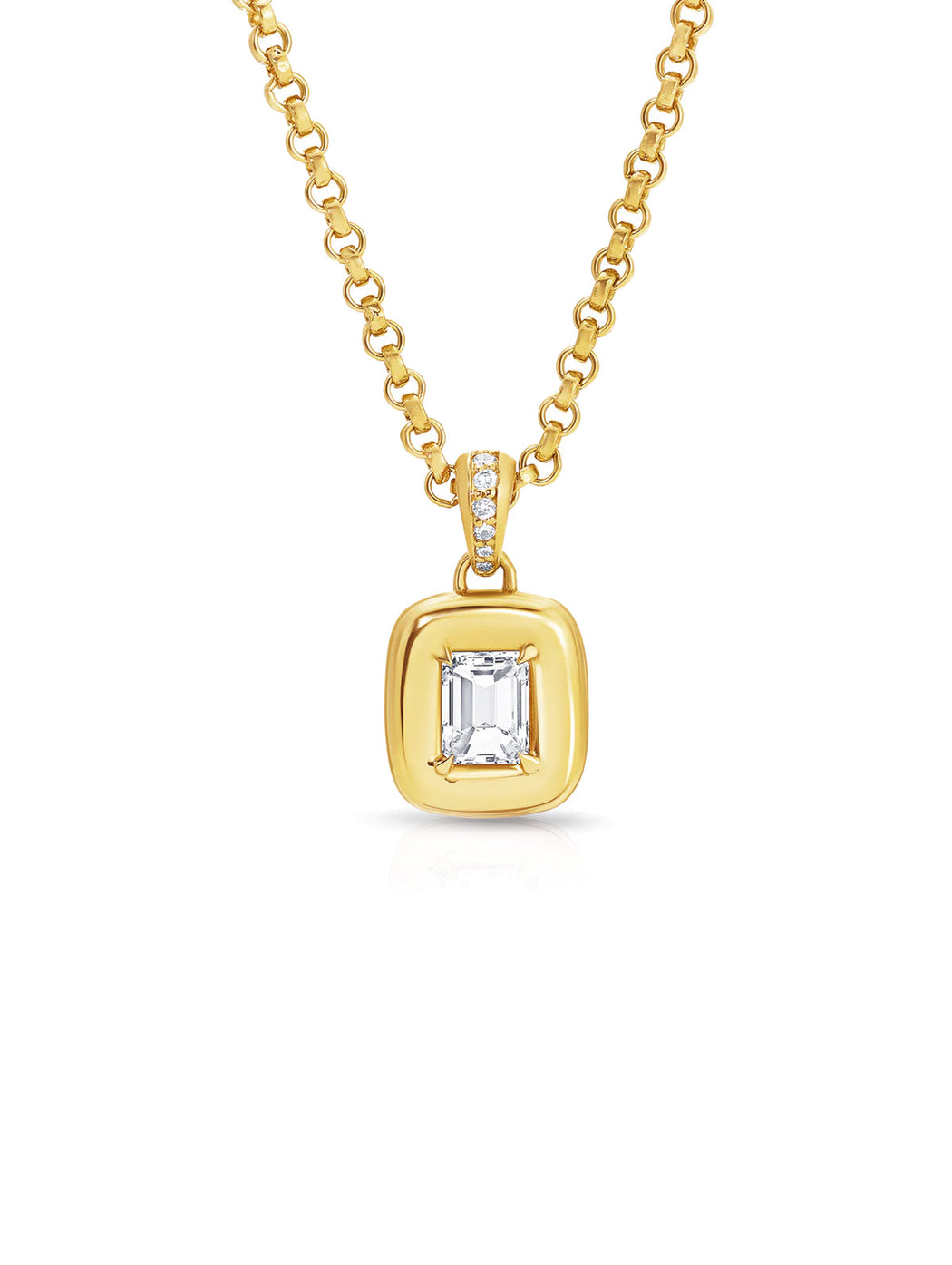 Luna Baguette Diamond Yellow Gold Necklace