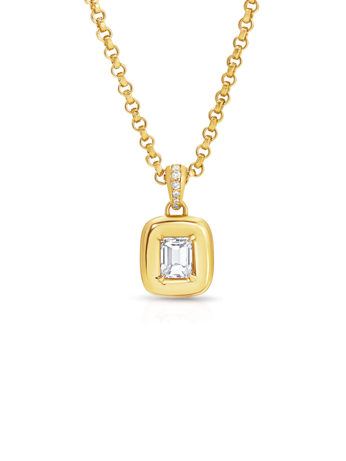 Luna Baguette Diamond Yellow Gold Necklace