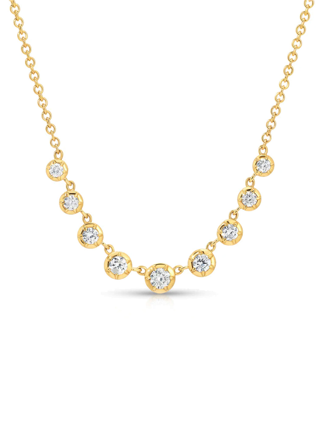 Mini Diamond Daisy Yellow Gold Necklace