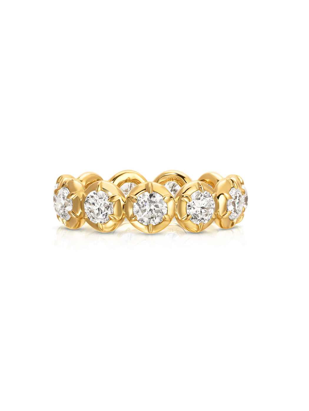 Rosette Diamond Eternity Yellow Gold Band