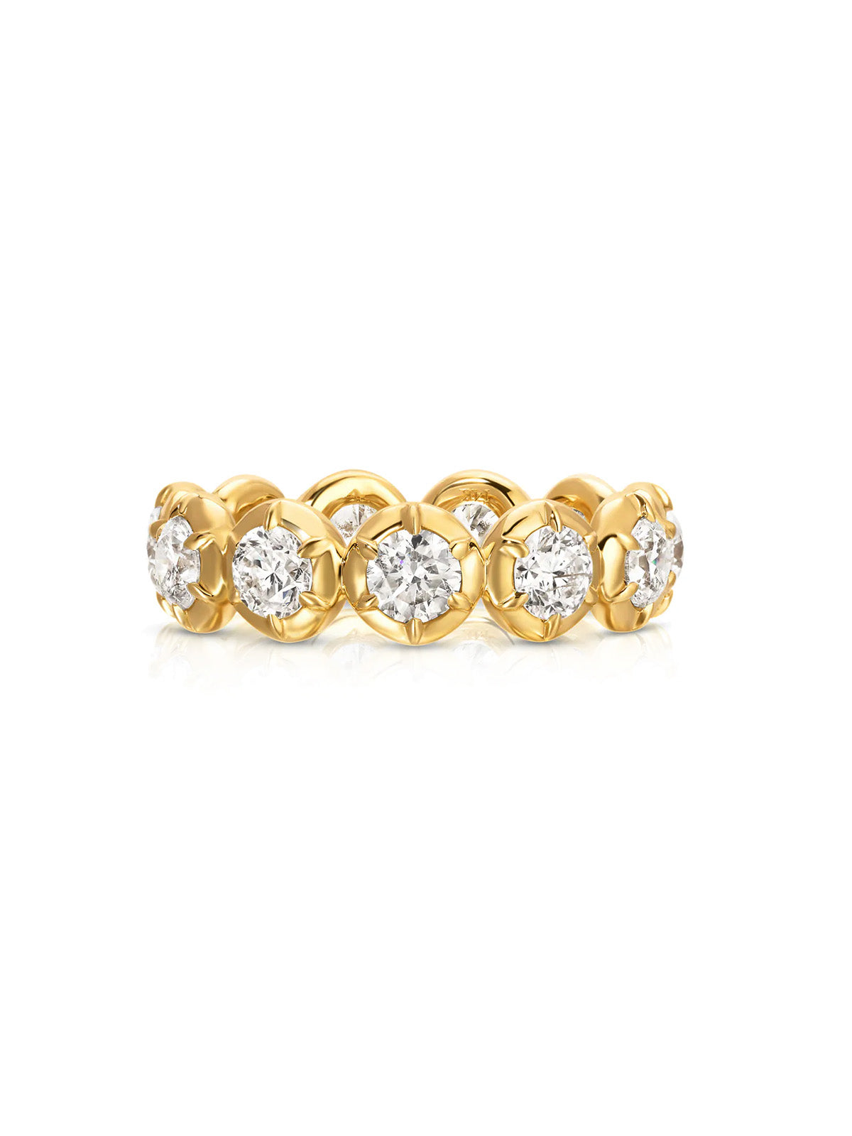 Rosette Diamond Eternity Yellow Gold Band