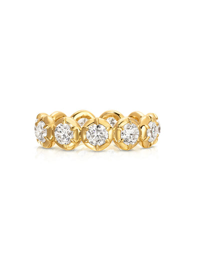 Rosette Diamond Eternity Yellow Gold Band