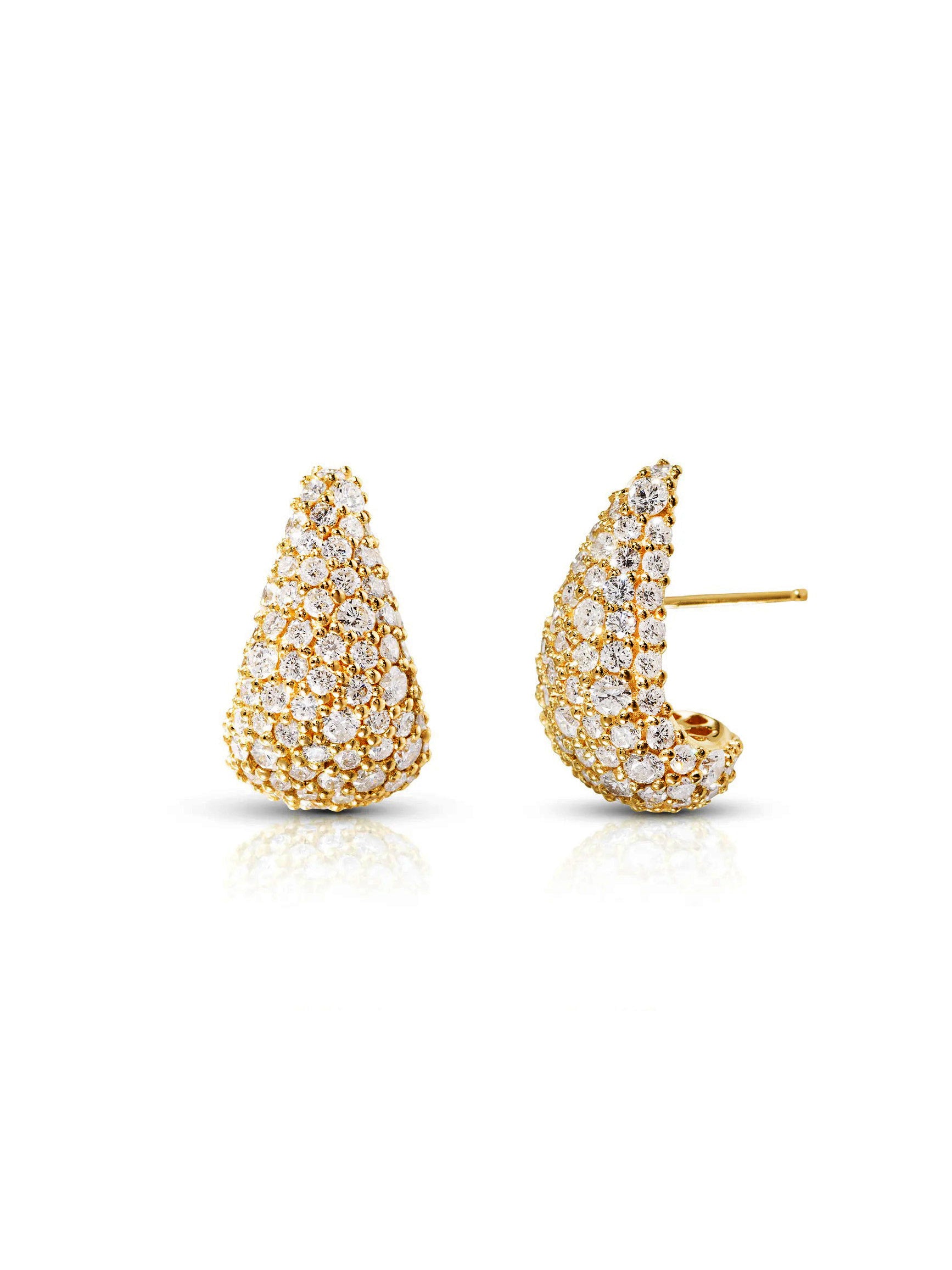 Diamond Saber Yellow Gold Earrings