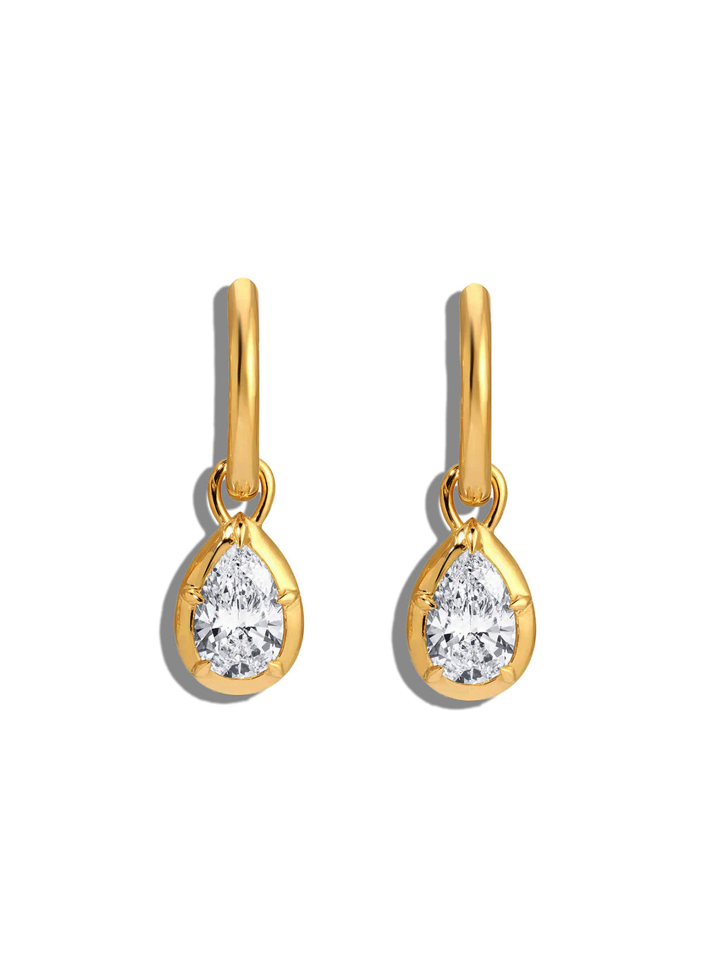 Diamond Pear Rosette Huggie Hoop Earrings